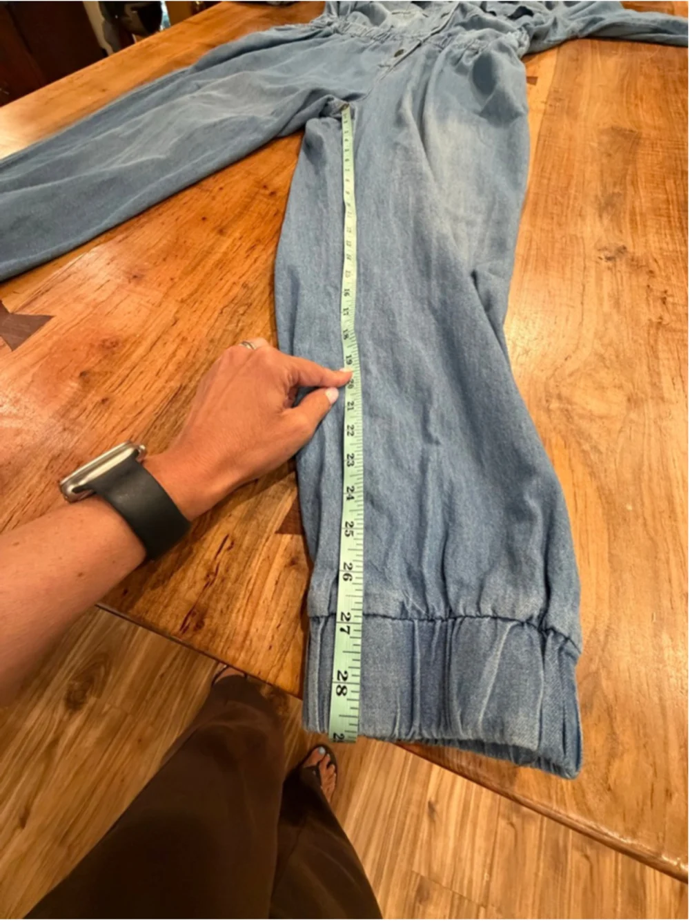 Ashley Stewart Denim Jumpsuit 14 Romper Overall Long Sleeve Elastic Waist Blue